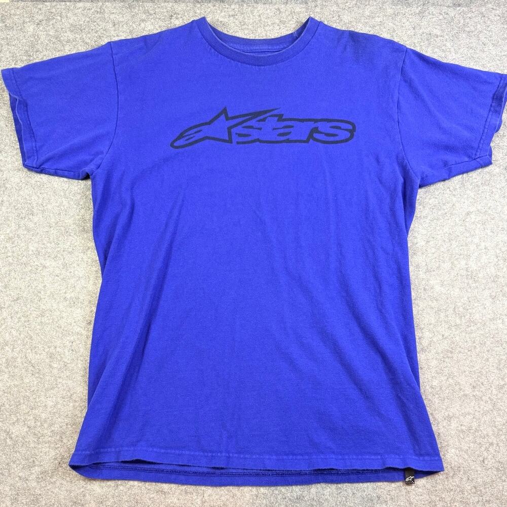 Alpinestars Y2K T-shirt Mens Medium Blue Black Logo Motocross Racing Motorcycle